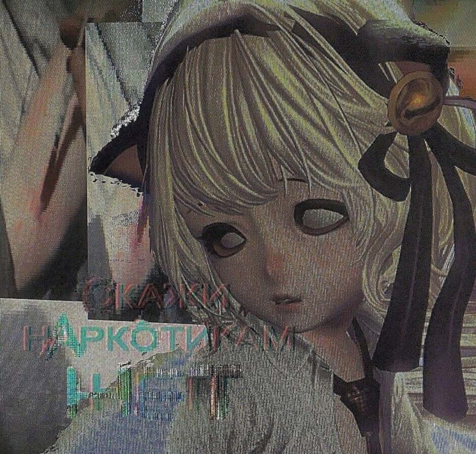 Grunge Anime-pige med kattehættetrøje Wallpapers