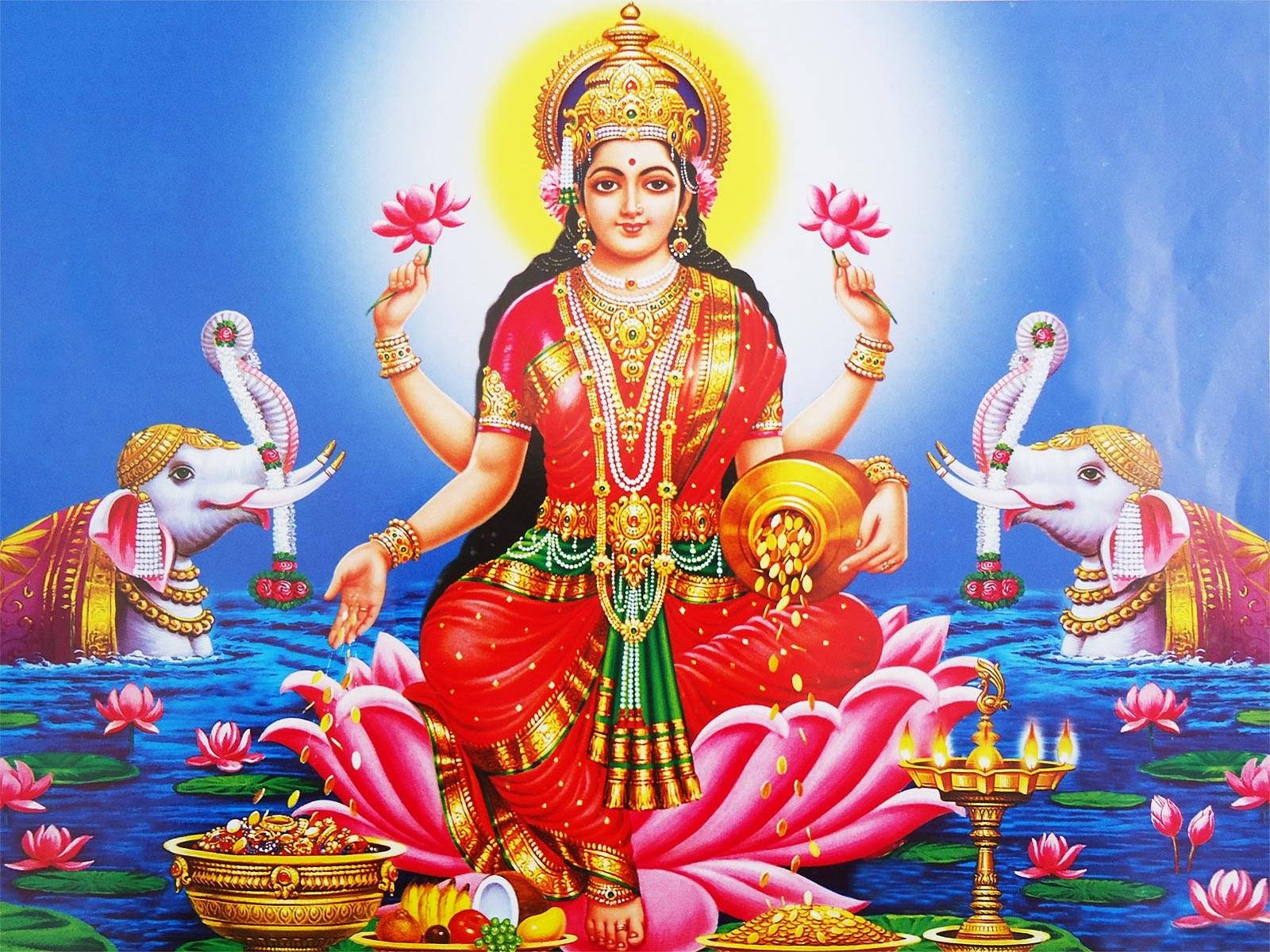 Guddommelig Lotusblomst Symbol for Gudinden Lakshmi Wallpapers