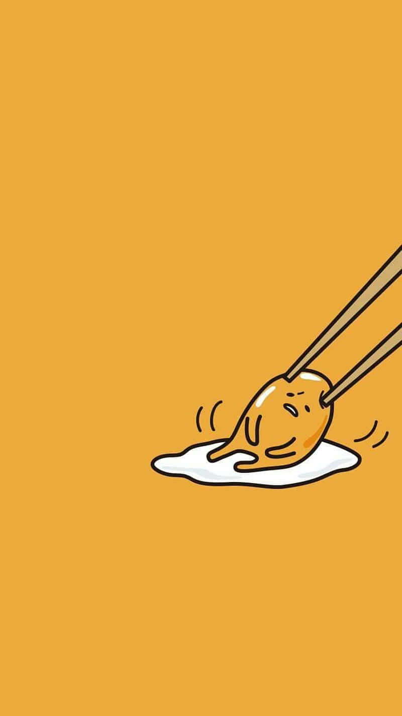Gudetama-telefon trukket af spisepinde Wallpapers