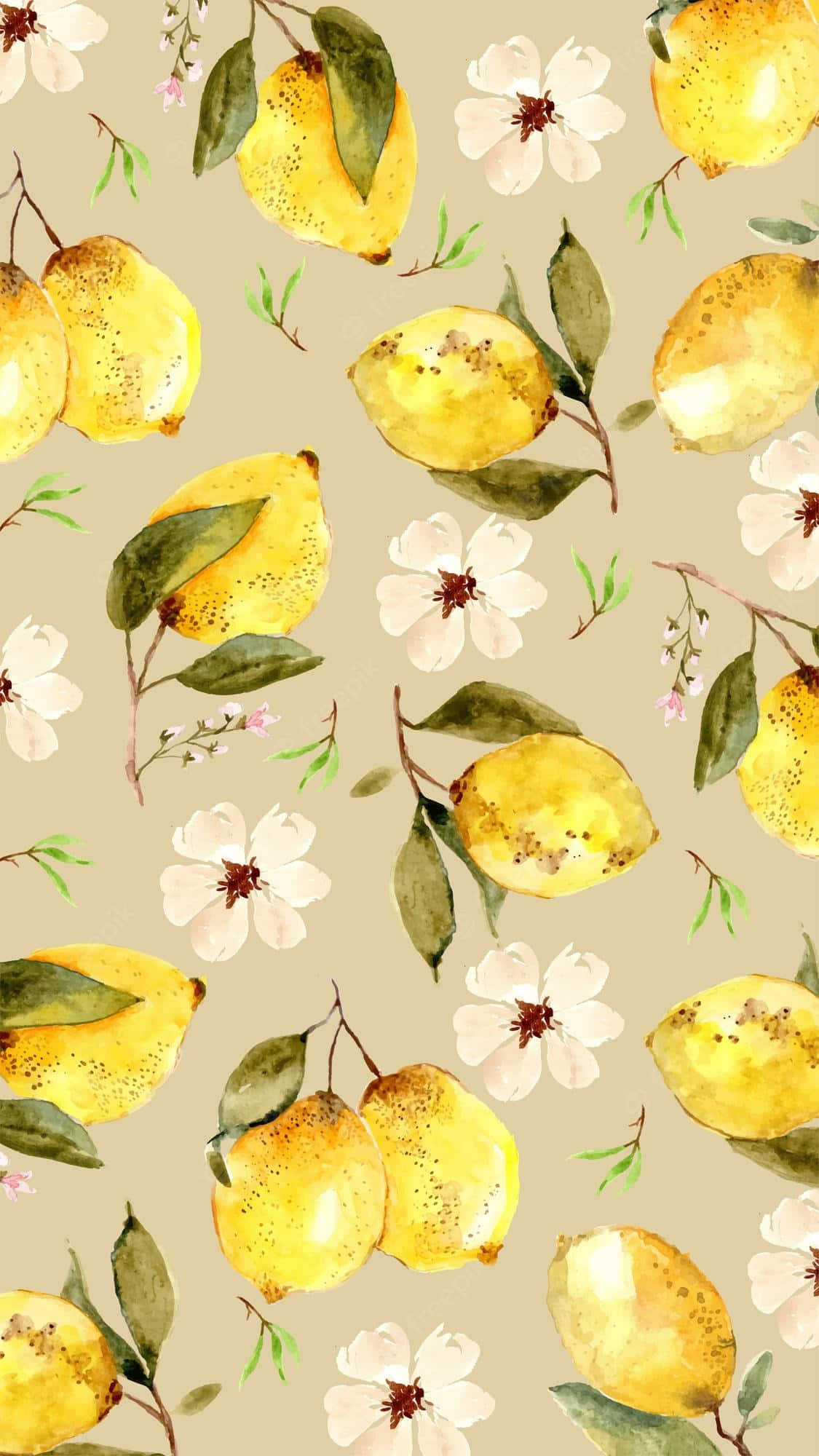 Gul Æstetik Citroner og Blomster Wallpapers