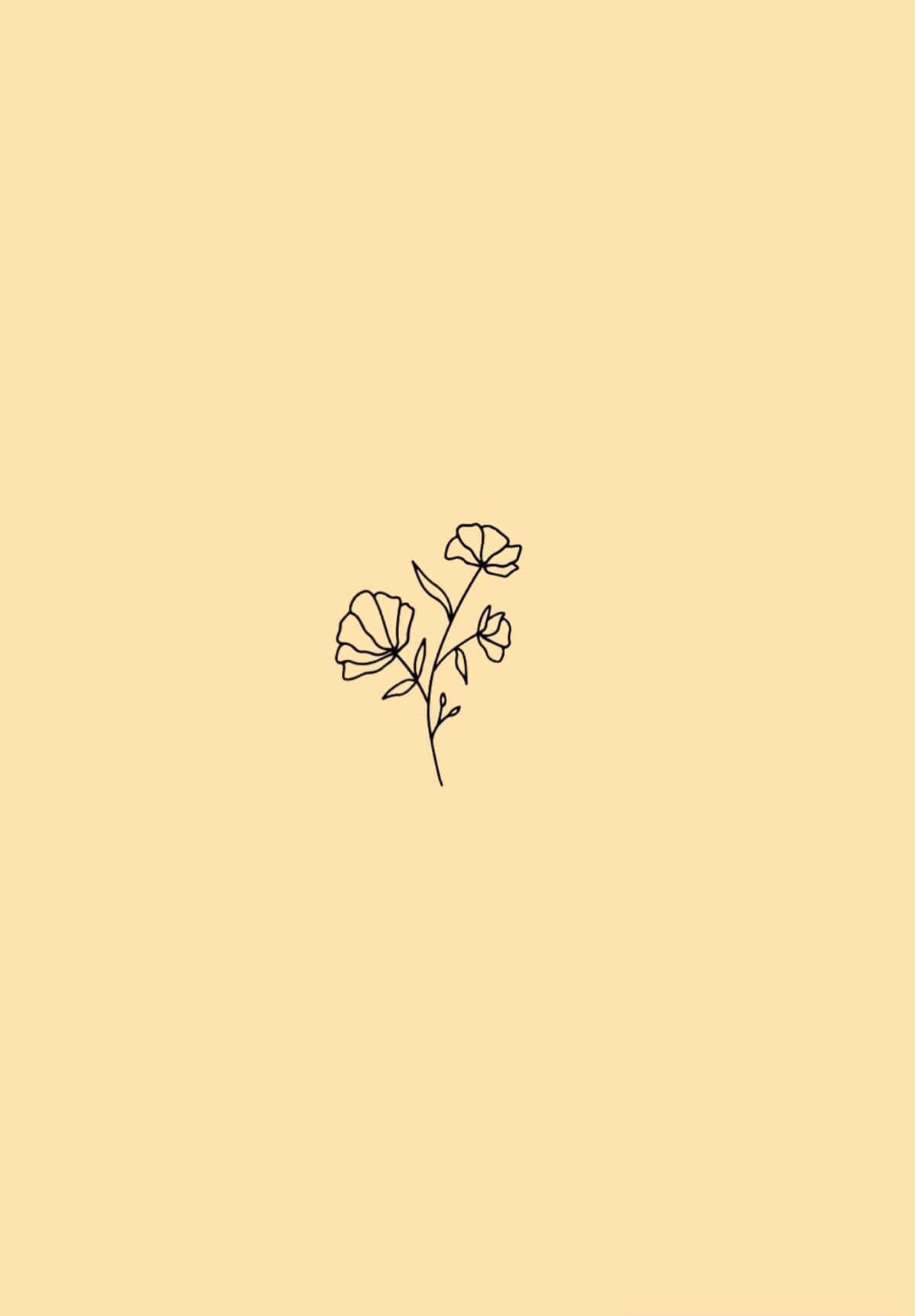 Gul Æstetik Pastel Minimalistisk Håndtegnede Blomster Wallpapers