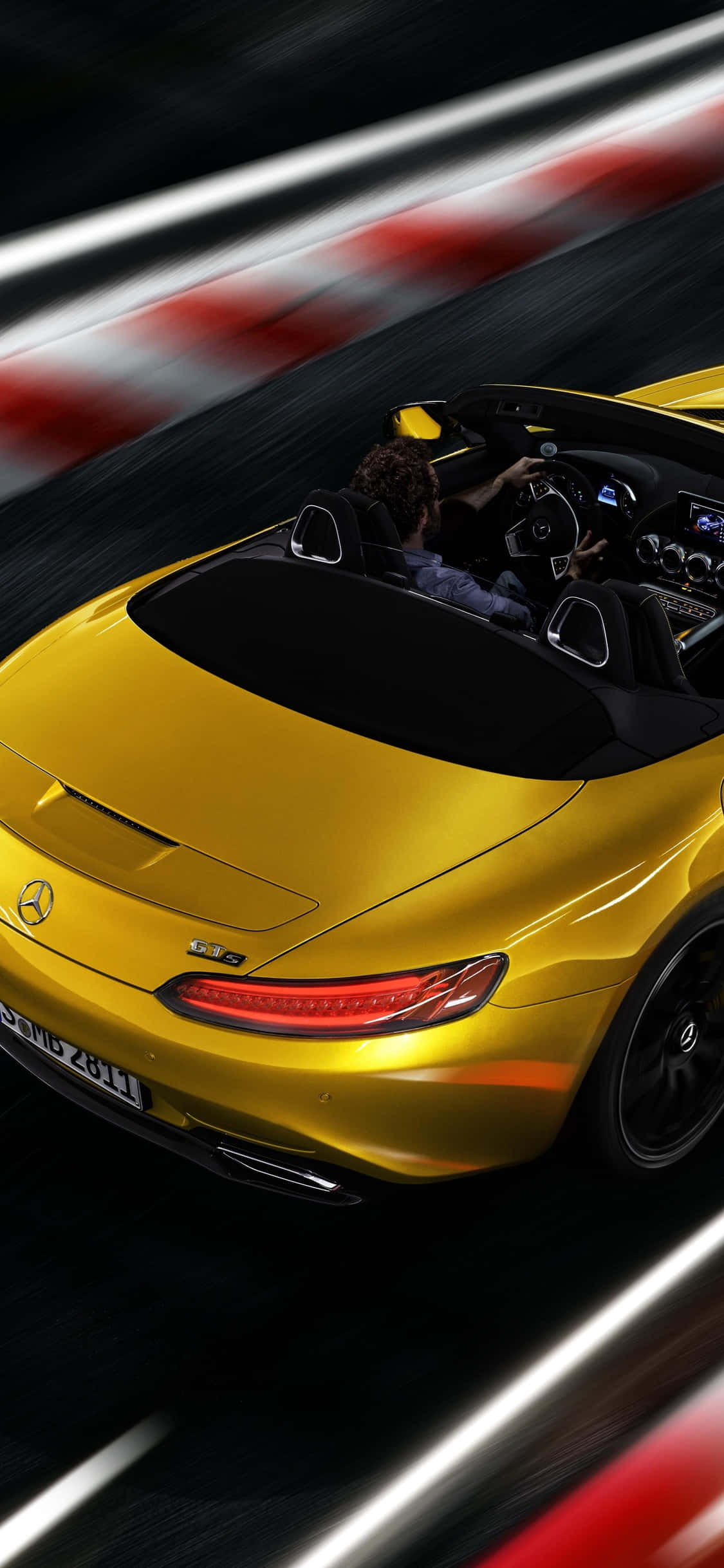 Gul konvertibel iPhone Xs Mercedes Amg baggrund Wallpapers