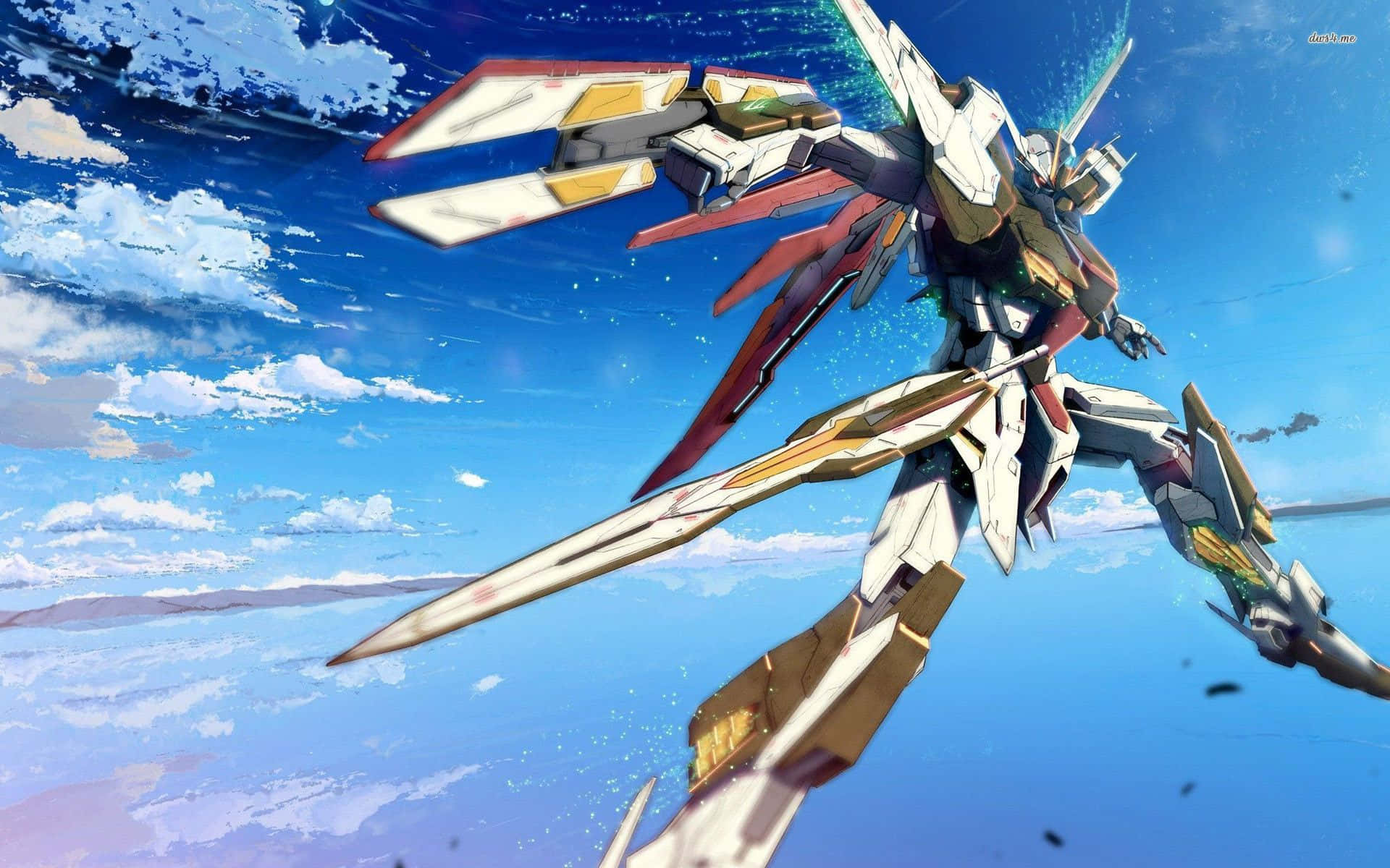 Gul og hvid Gundam-skrivebord Wallpapers