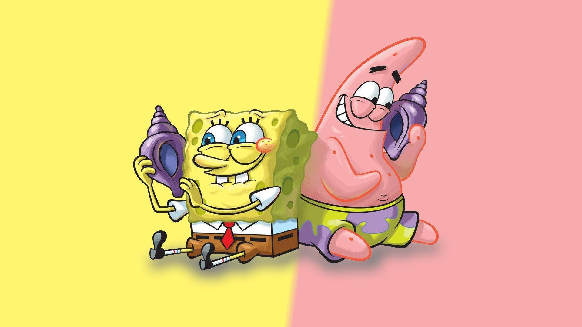 Gul og lyserød SvampeBob og Patrick Wallpapers
