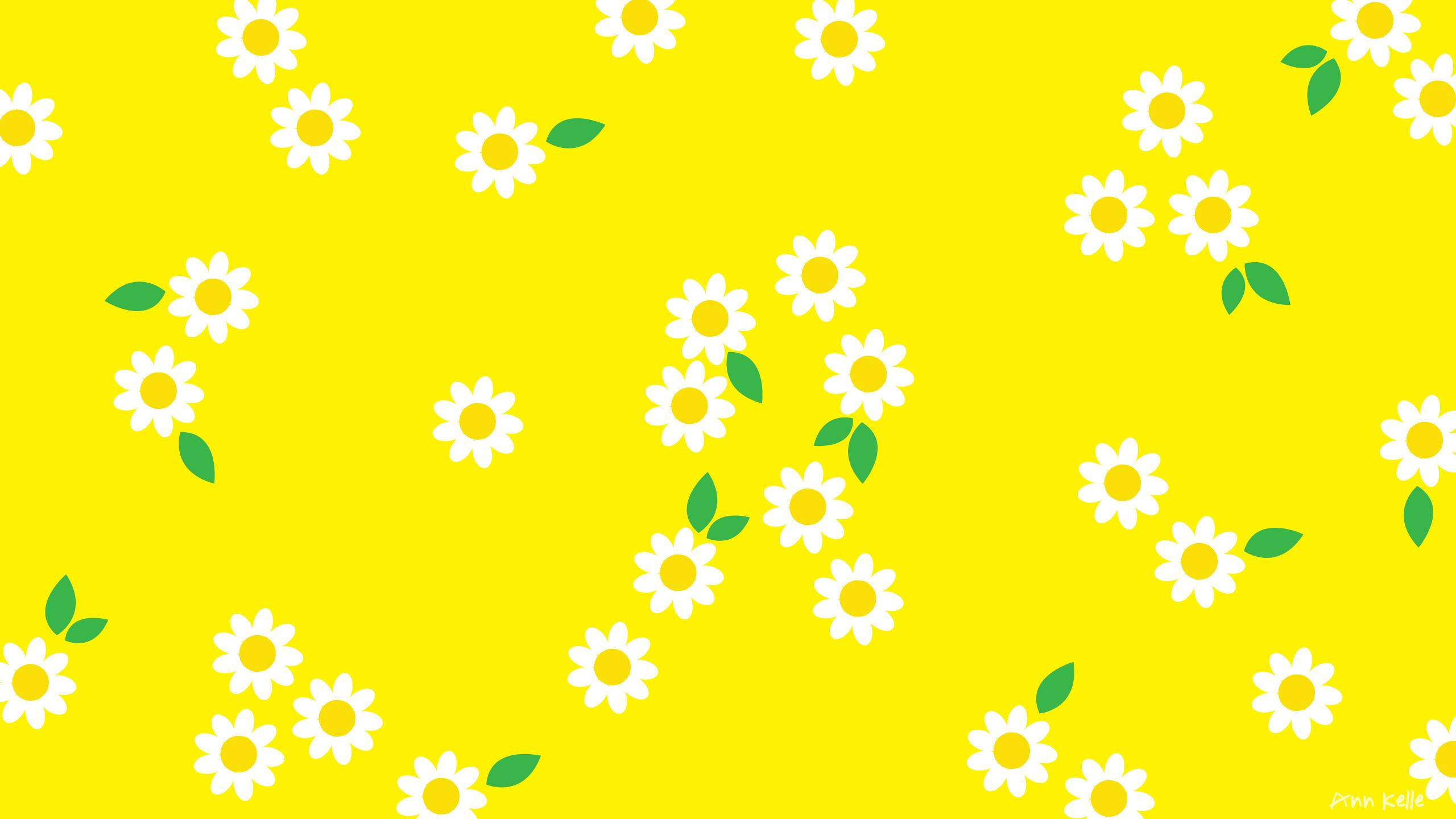 Gul æstetisk hvid blomster baggrund til computer Wallpapers