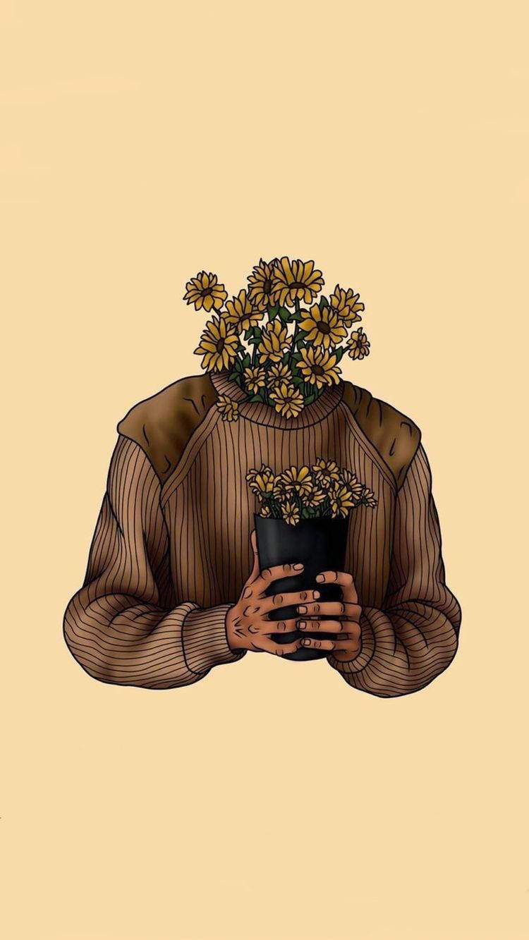 Gule blomsterhoved æstetiske skitser Wallpapers