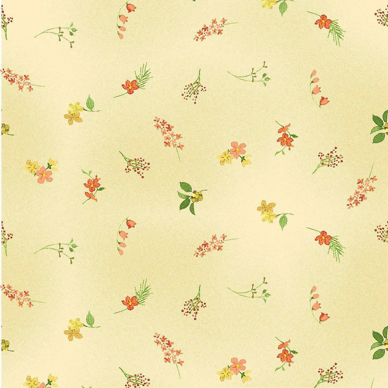 Gult og orange blomstermønster Wallpapers