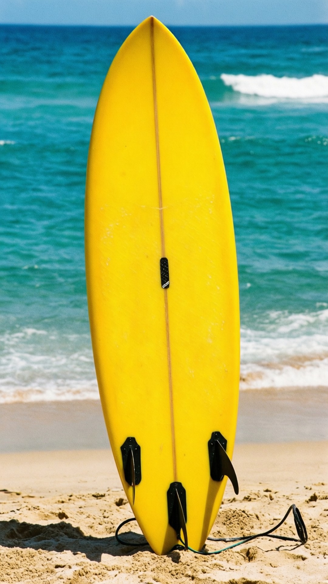 Gult surfbræt ved havet Wallpapers