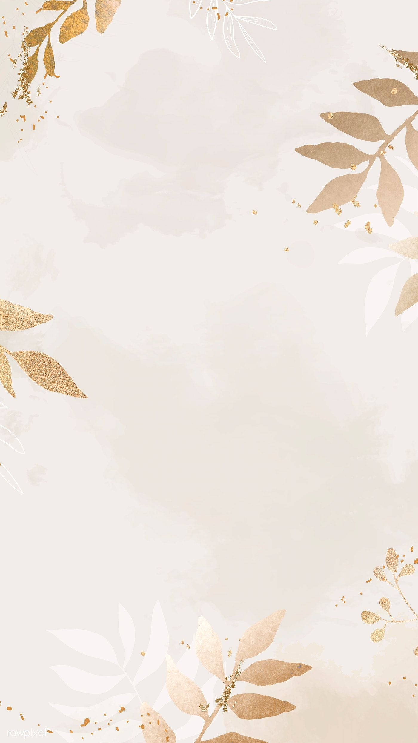 Gylden beige baggrund med blade Wallpapers