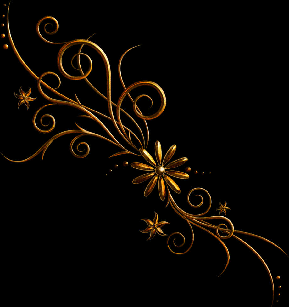 Gyldent blomsterkunstværk Wallpapers