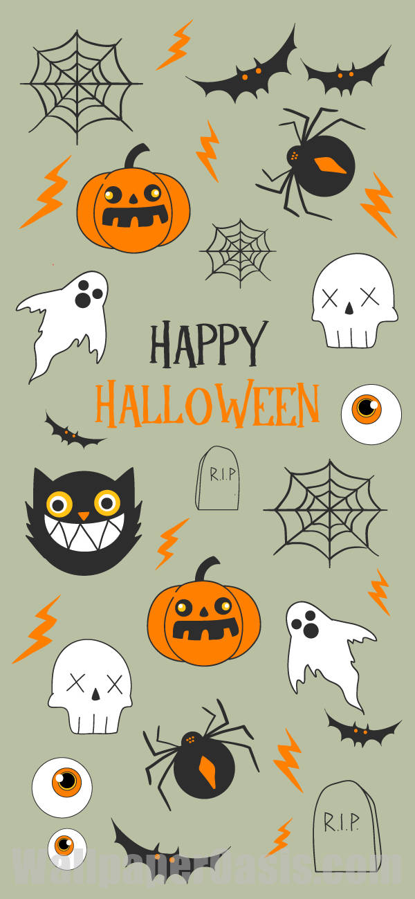 halloween-baggrund med en række halloween-symboler Wallpapers