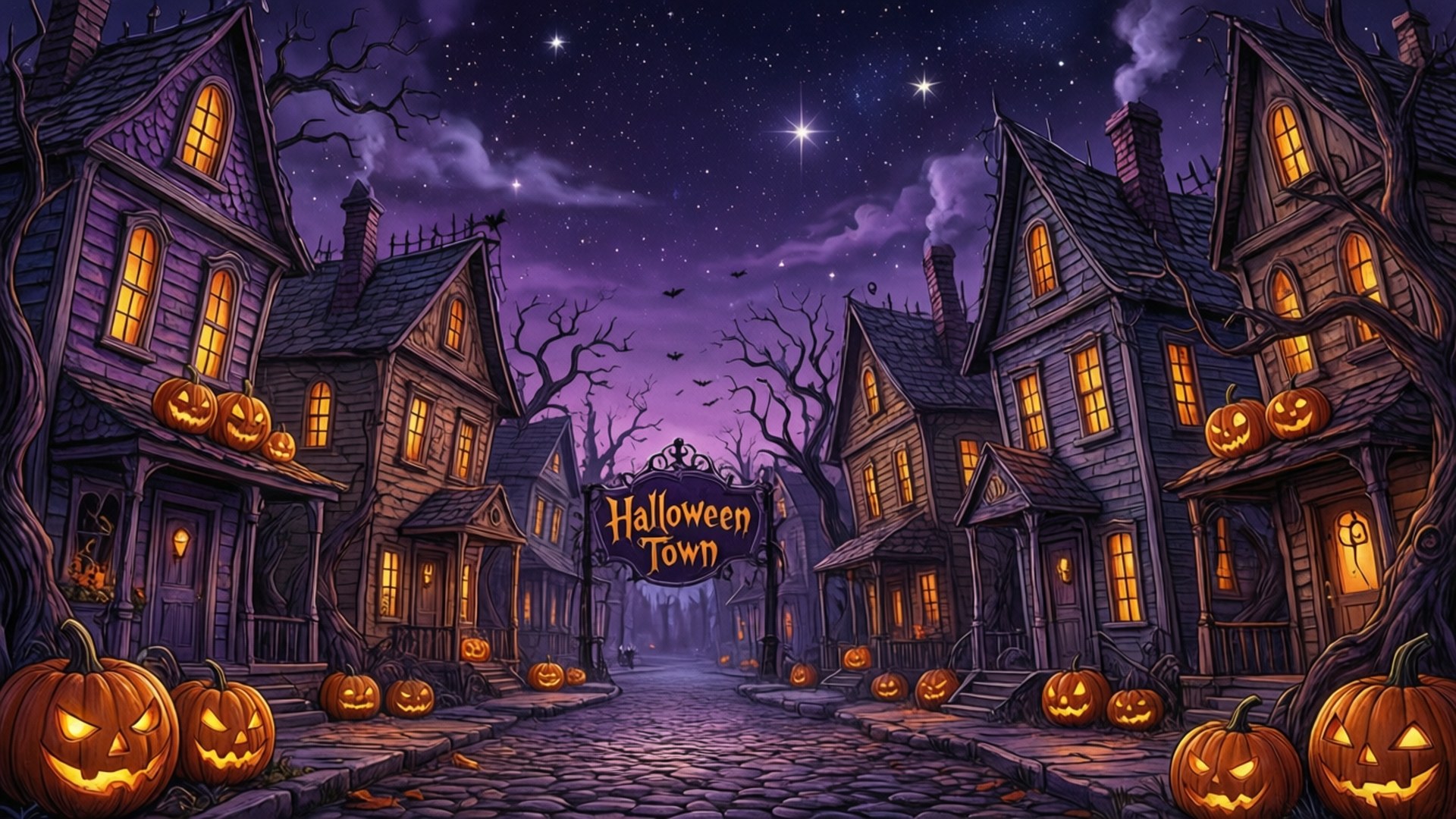 Halloween Byens Skyline Wallpapers