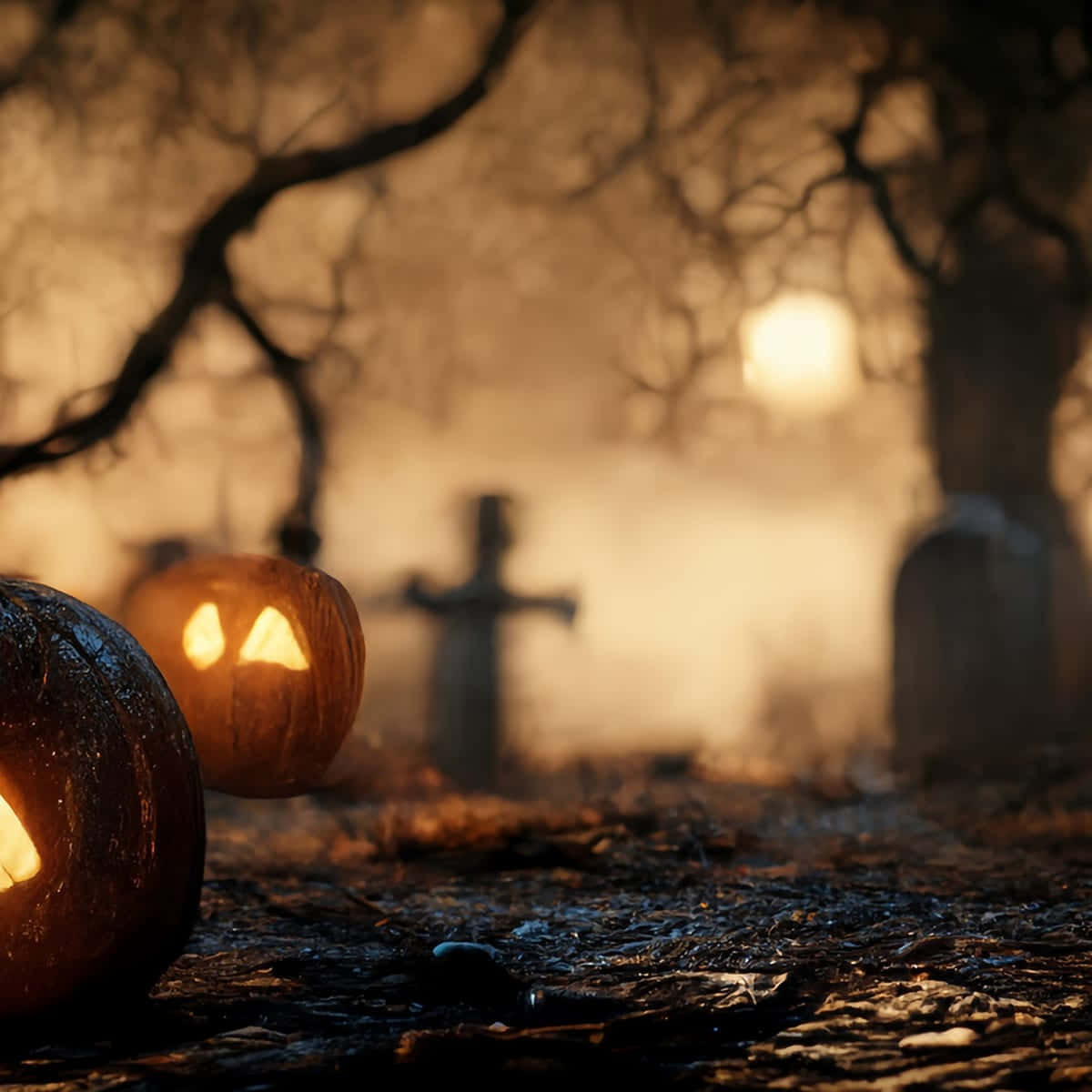 Halloween græskar baggrund kirkegård himmel Wallpapers