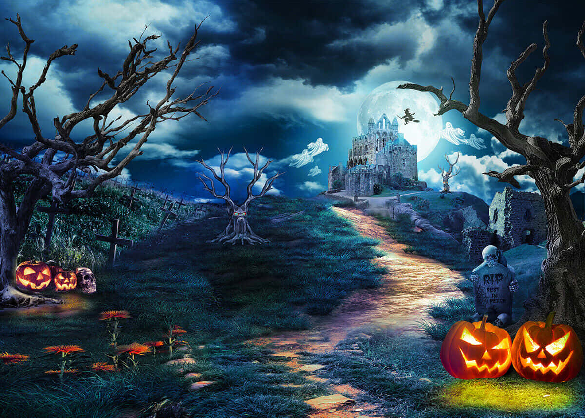 Halloween-græskar baggrund ved vejsiden Wallpapers