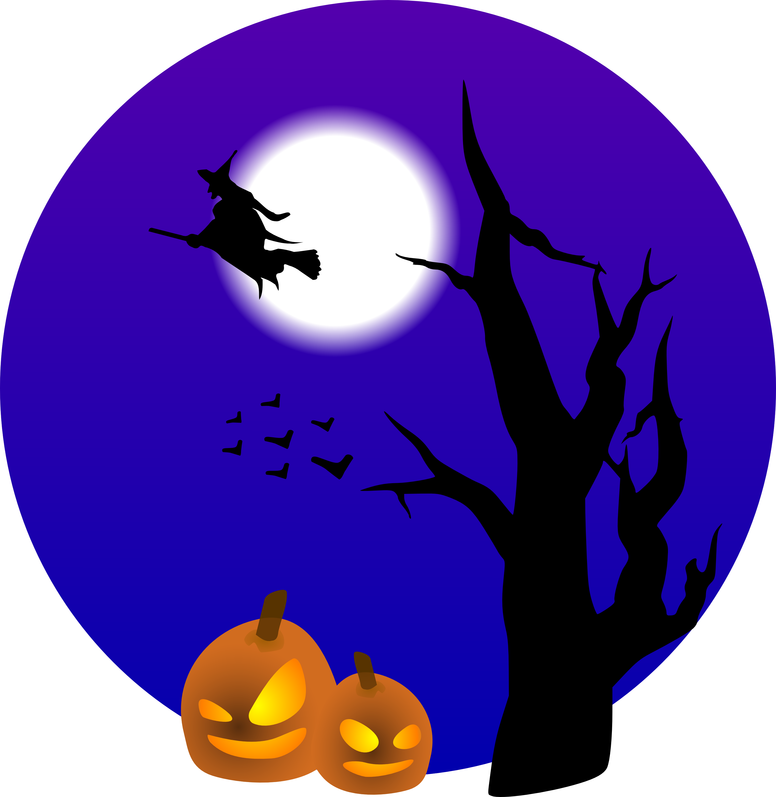 Halloween heks flyver mod fuldmåne Wallpapers