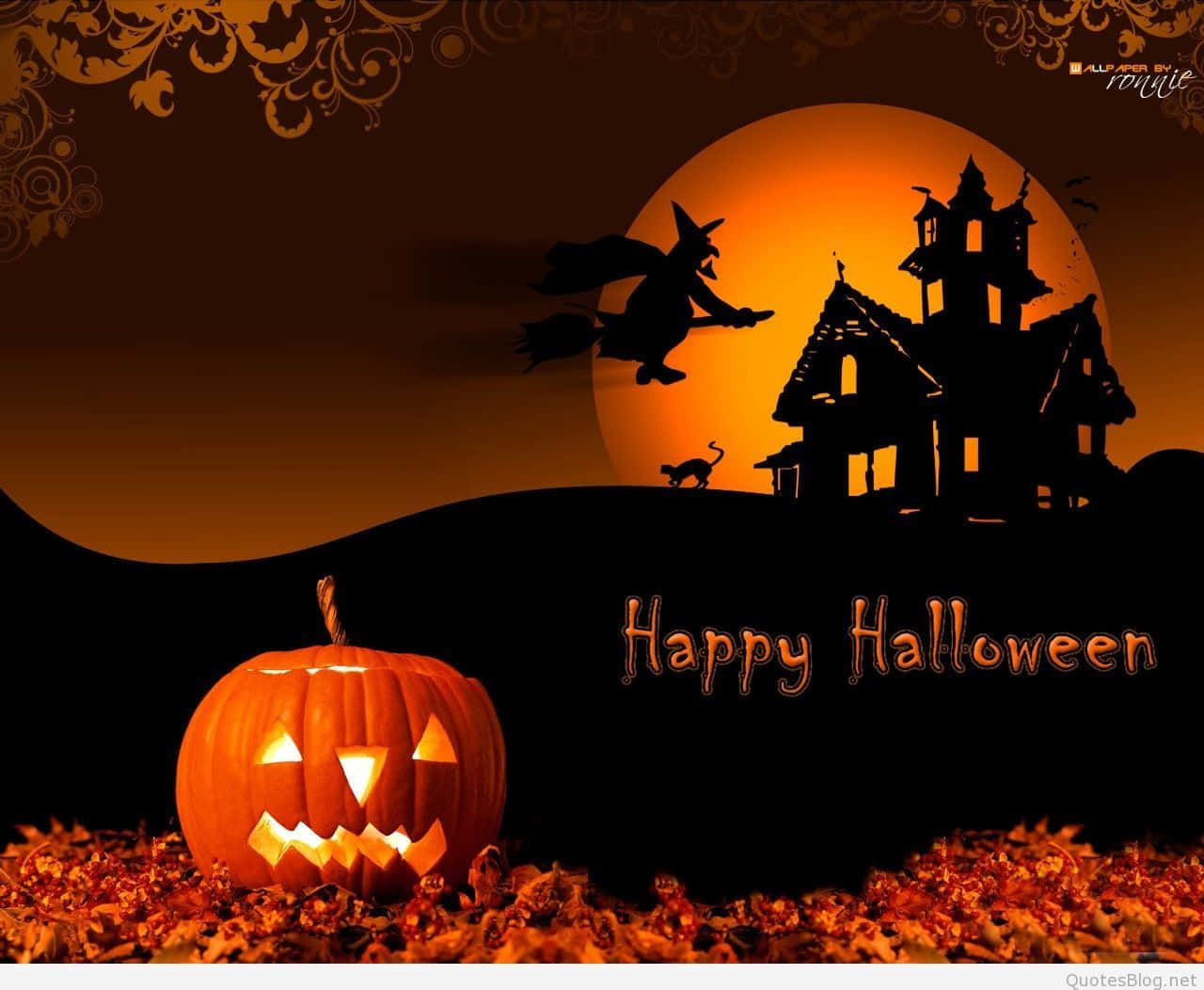 Halloween Sød Uhyggelig 3D Græskar Digitalt Billede Wallpapers