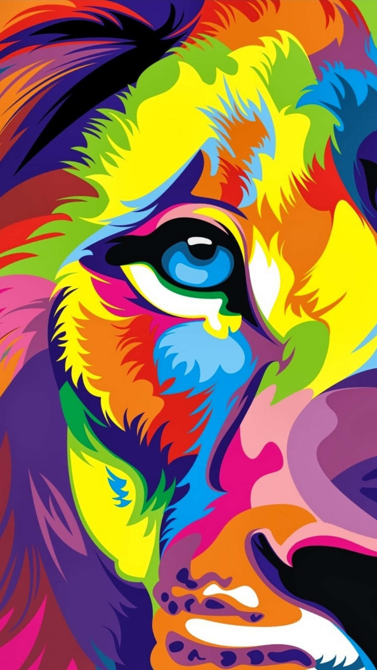 Halv regnbue løve farverig 4K telefon Wallpapers