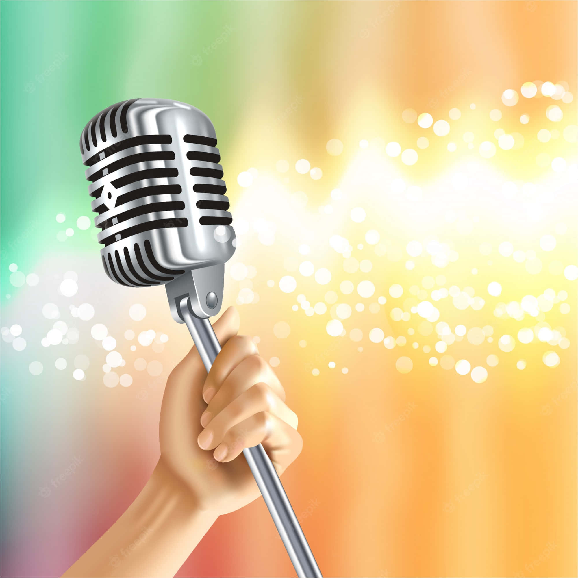 Hånd, der holder en mikrofon, karaokebaggrund Wallpapers