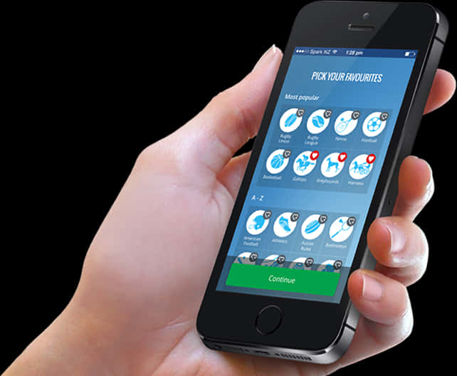 Hånd, der holder smartphone med sportsapp-valg Wallpapers