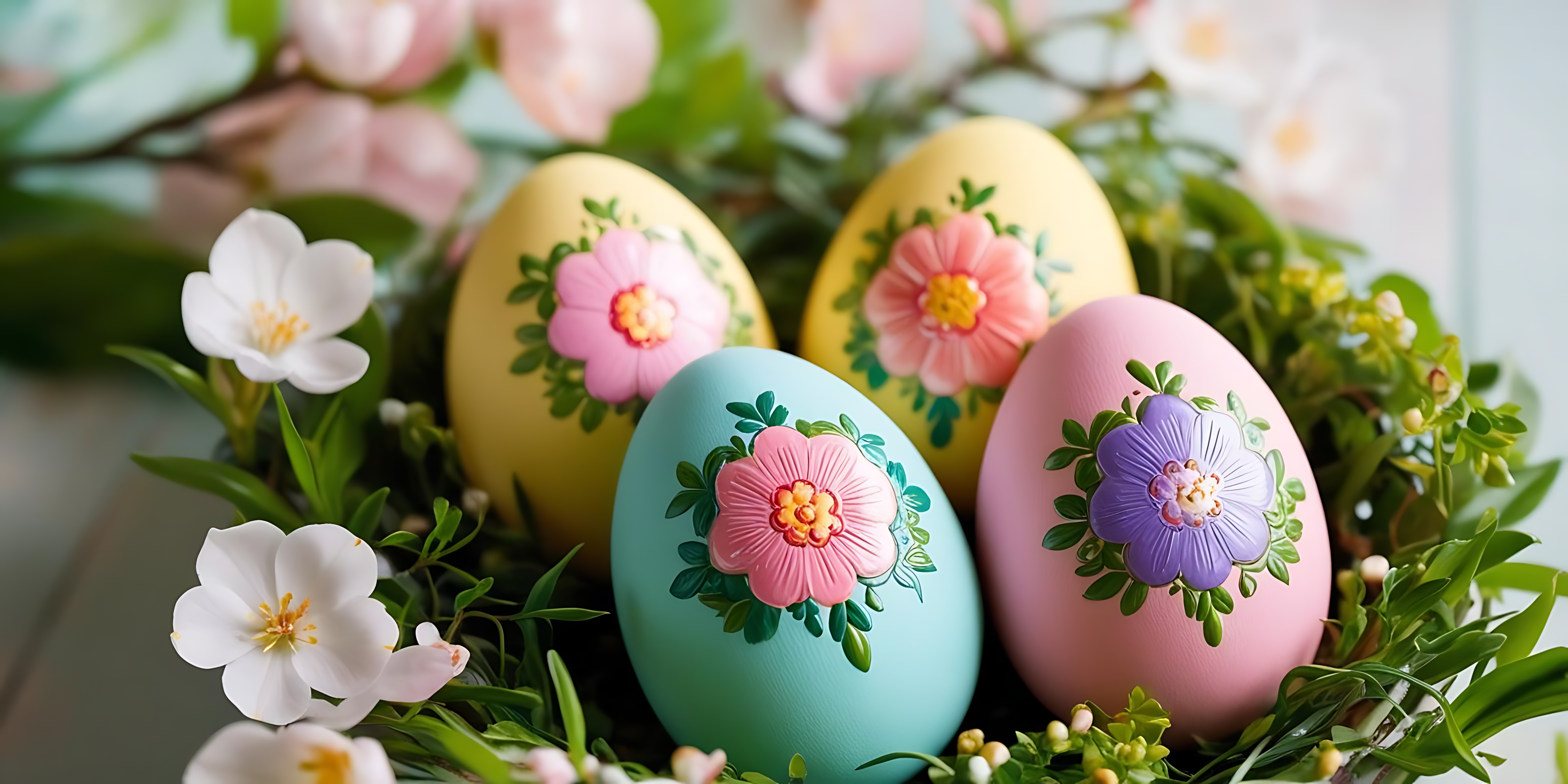 Håndmalede blomsterpåskeæg Wallpapers