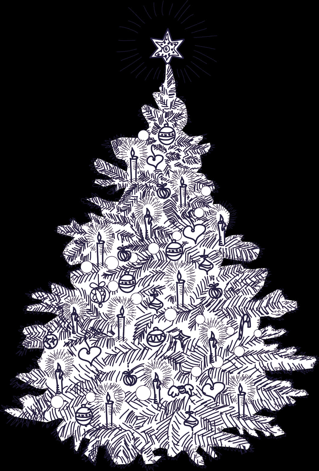 Håndtegnet juletræsillustration Wallpapers