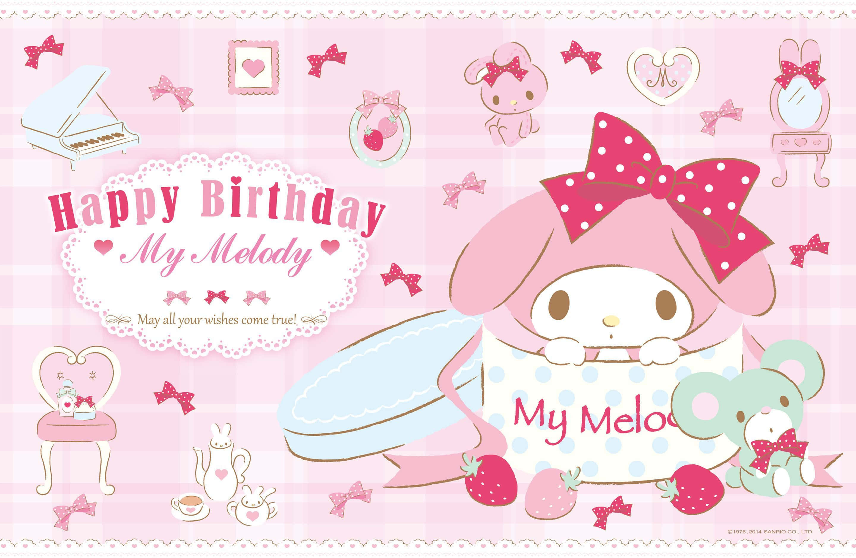 Happy Birthday My Melody Skrivebord Wallpapers