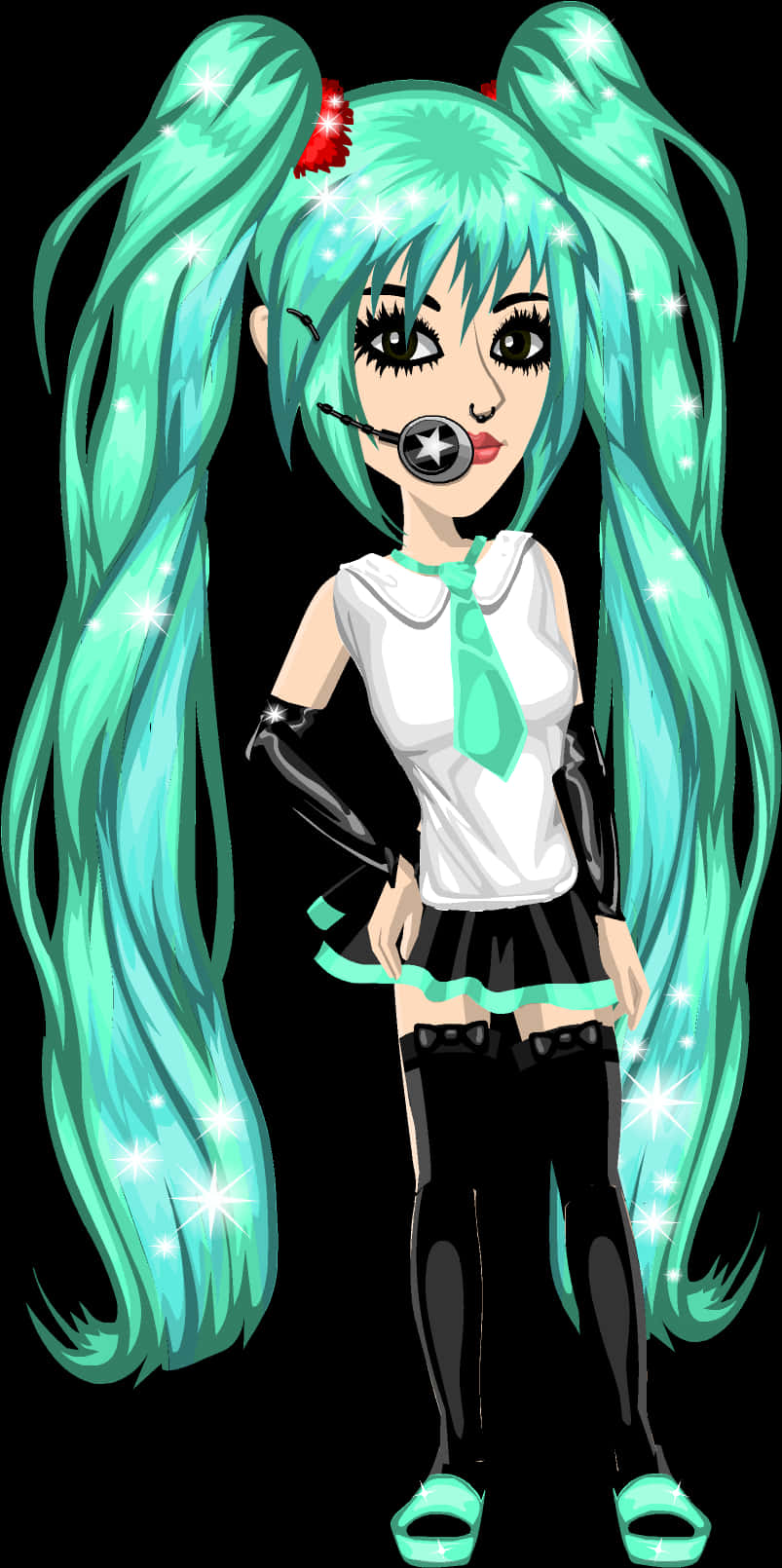 Hatsune Miku Funklende Illustration Wallpapers