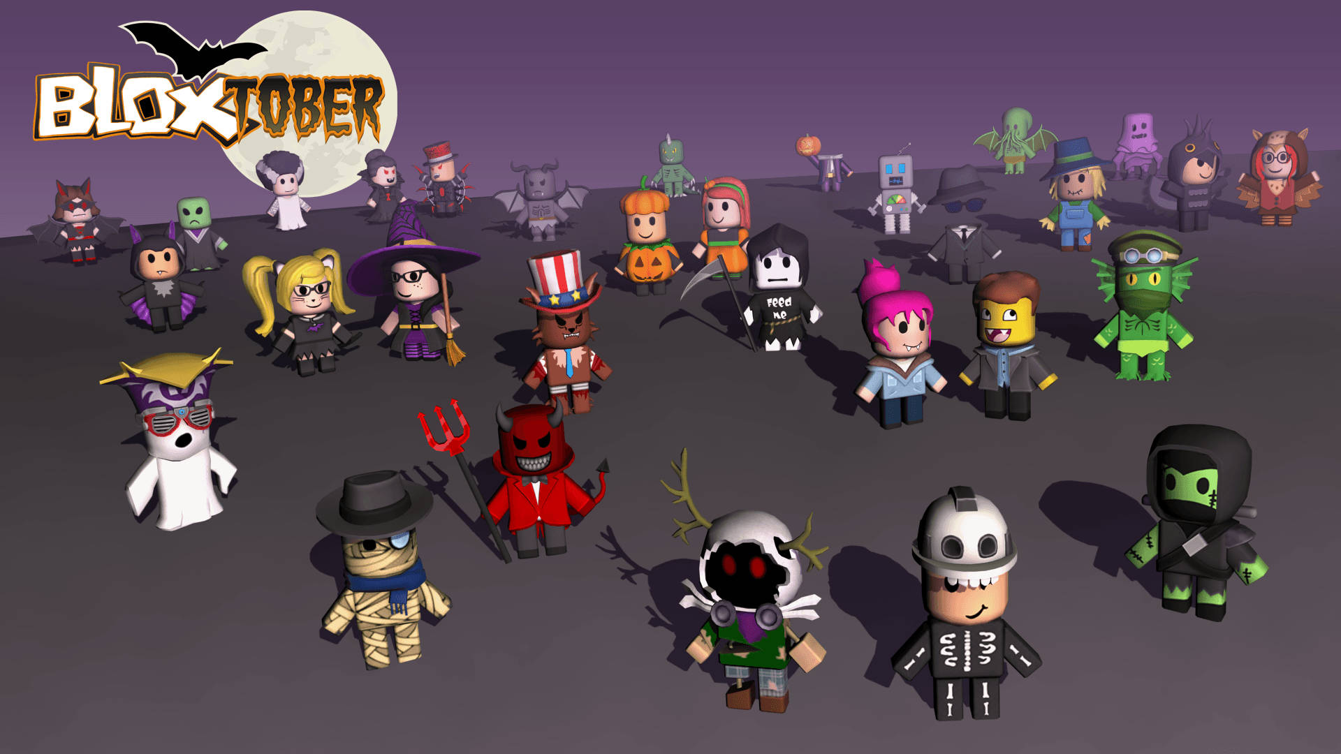 Fantastisk wallpaper af Halloween-avatar-designs fra Roblox-spillet. — Roblox Wallpapers