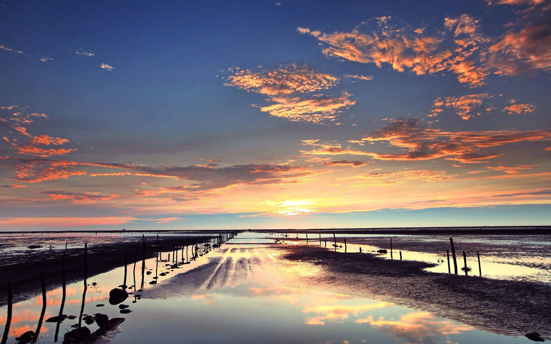 Hav og solnedgang natur baggrund — Natur Wallpapers