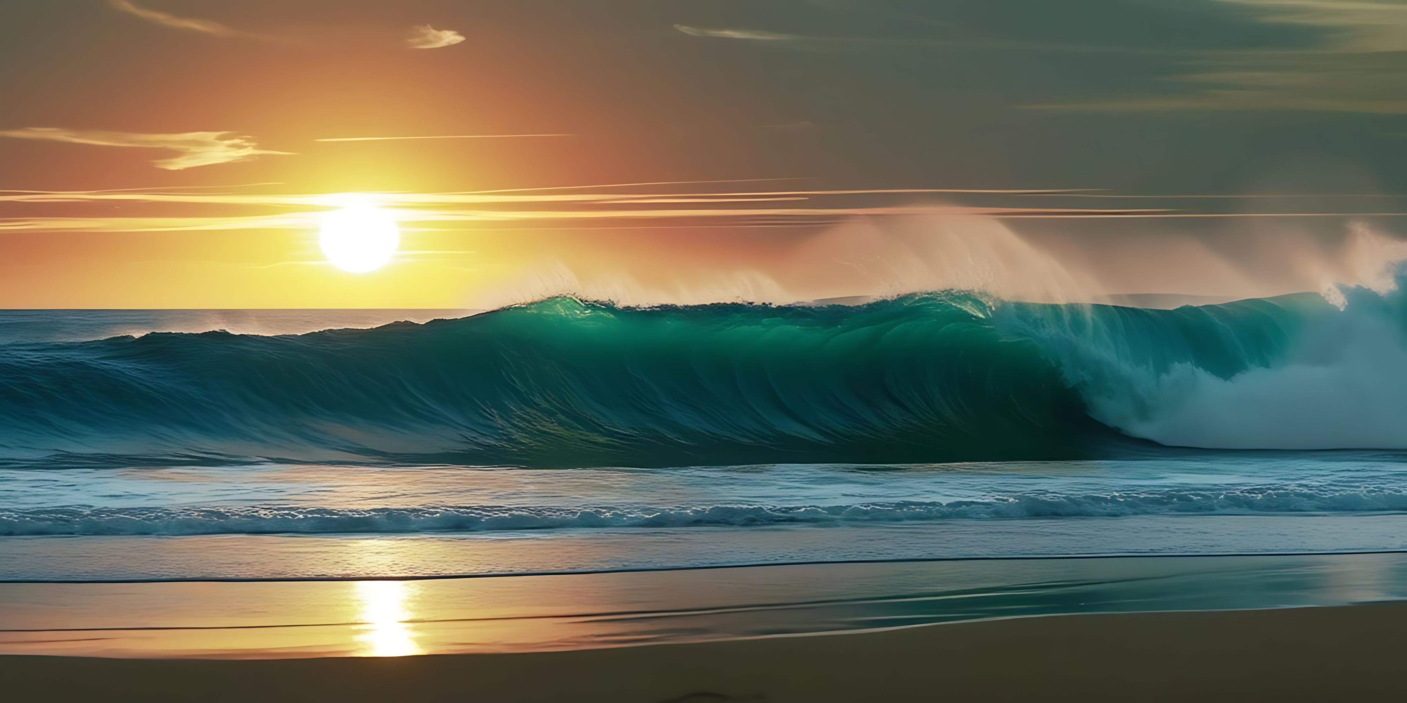 Havbølger ved solnedgang Wallpapers