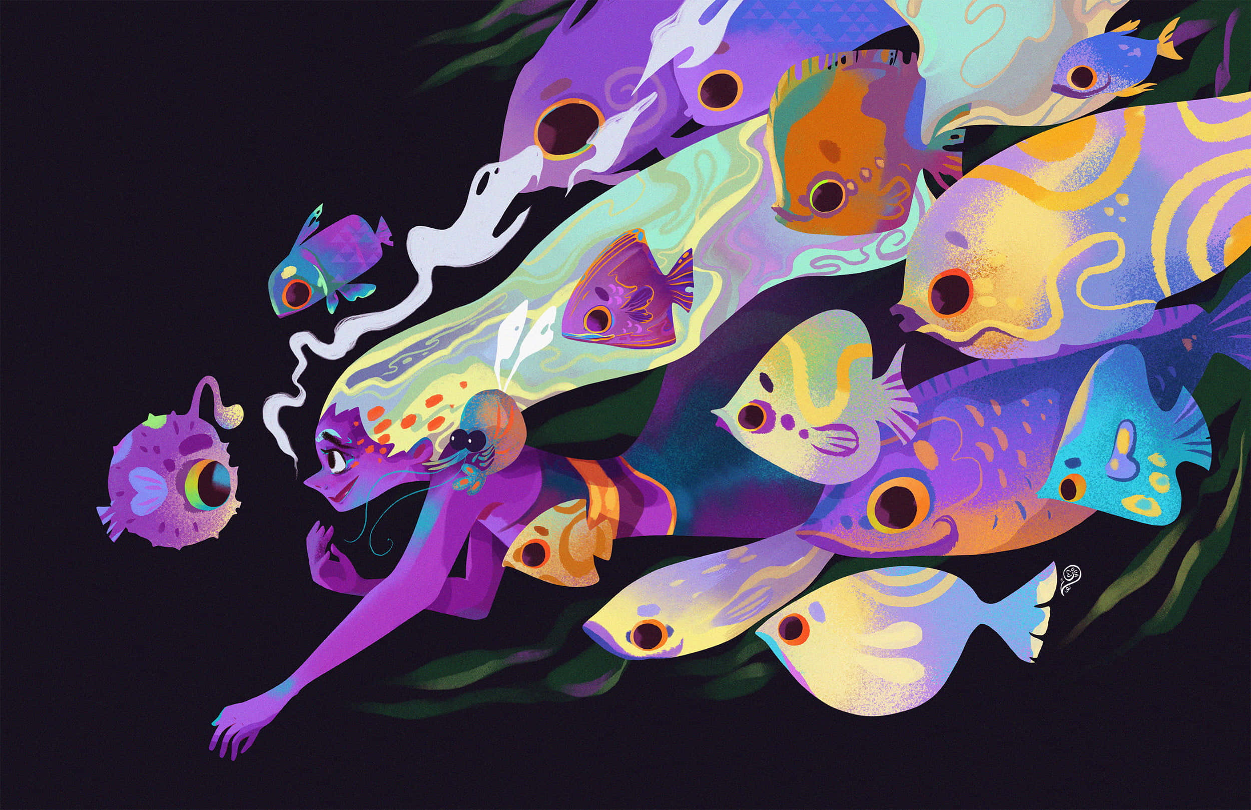 Havfrue farvebillede farverige fisk Wallpapers