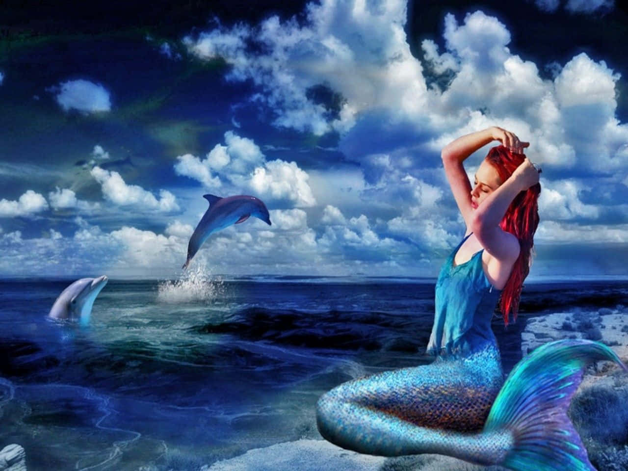 Havfrue og delfiner billede Wallpapers