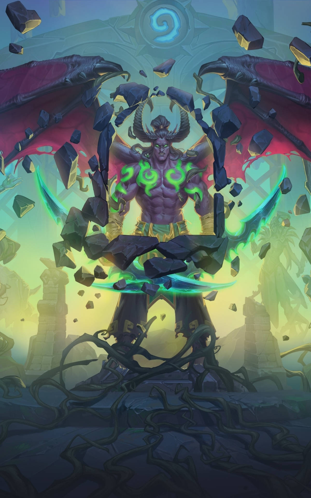 Hearthstone-telefon Illidan Stormrage kaster trylleformularer sten Wallpapers