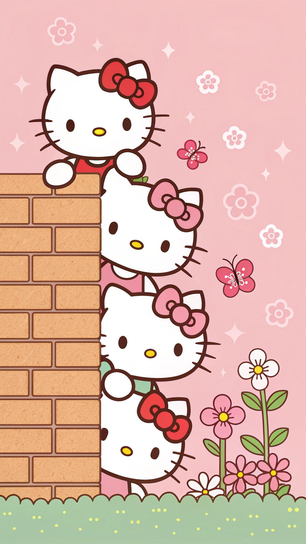 Hello Kitties bag mur AFSLØRET Wallpapers