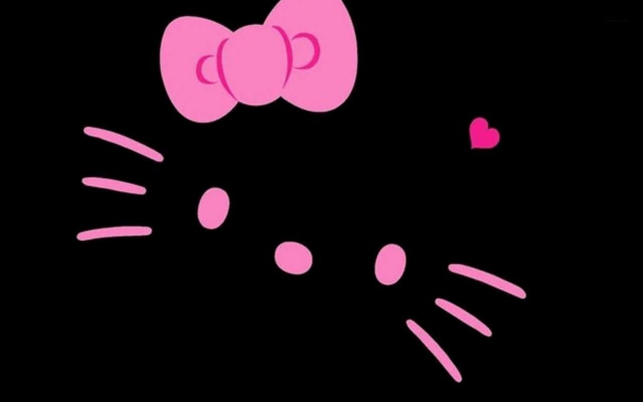 Hello Kitty ansigt på sort og lyserød baggrund Wallpapers