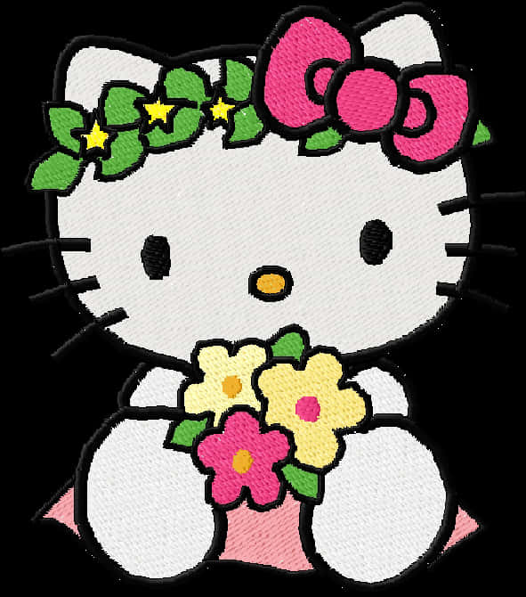 Hello Kitty Blomsterbroderi Wallpapers