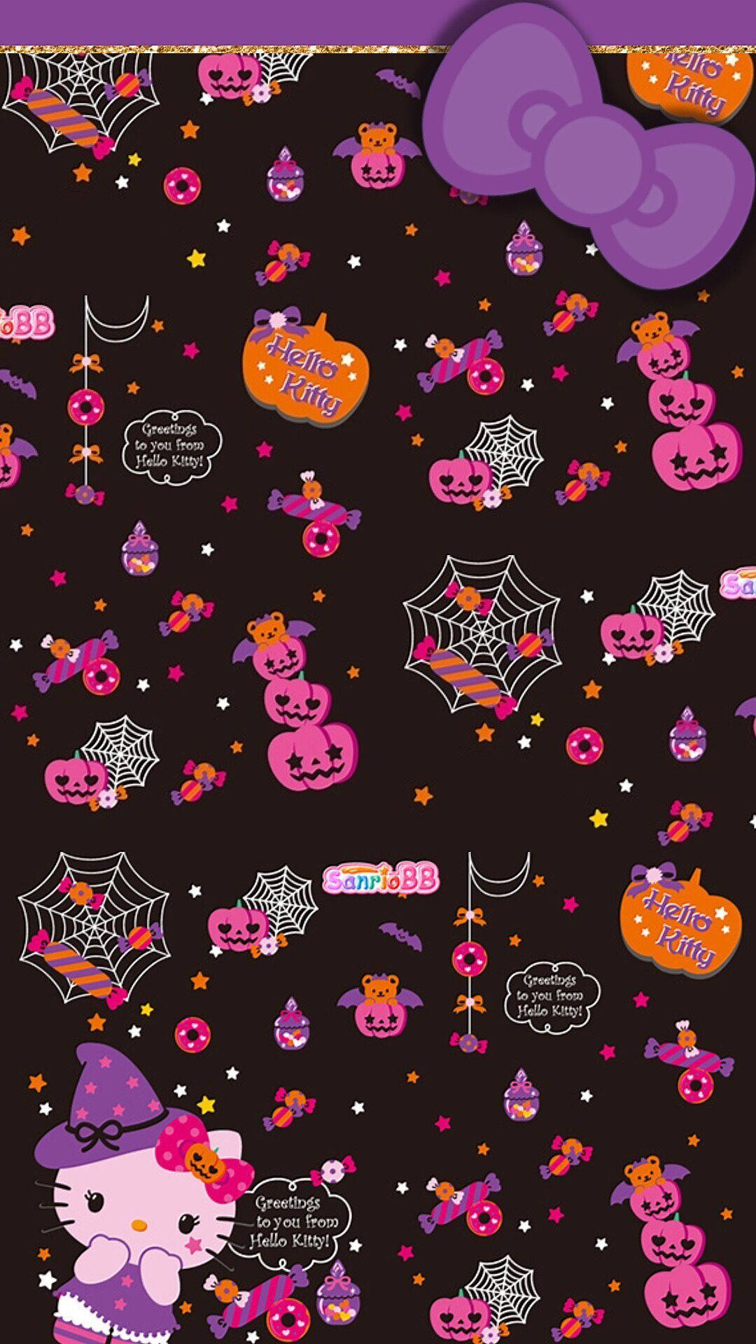 Hello Kitty Halloween Lilla Tema Wallpapers