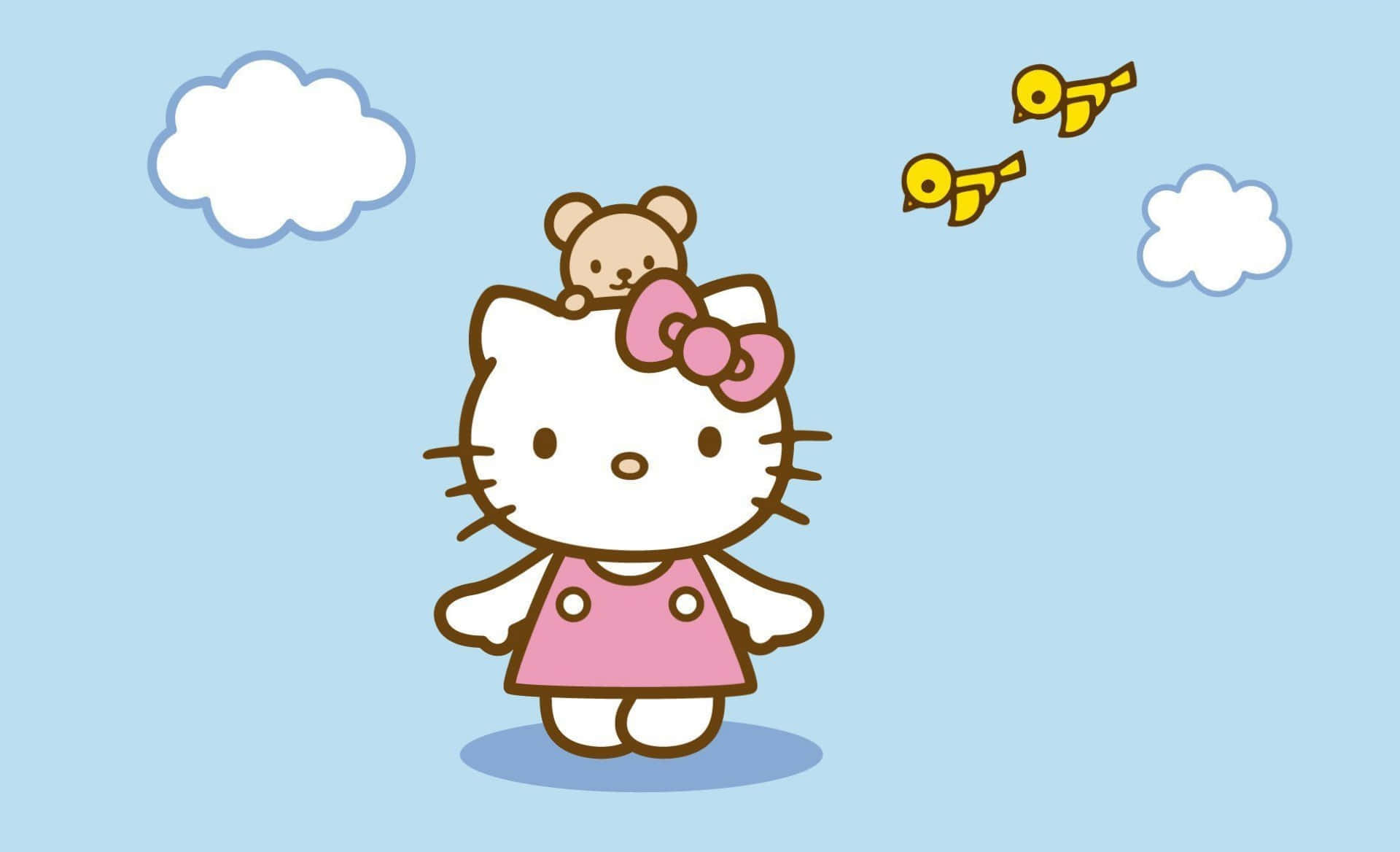Hello Kitty Laptop Fugle Og Skyer Wallpapers