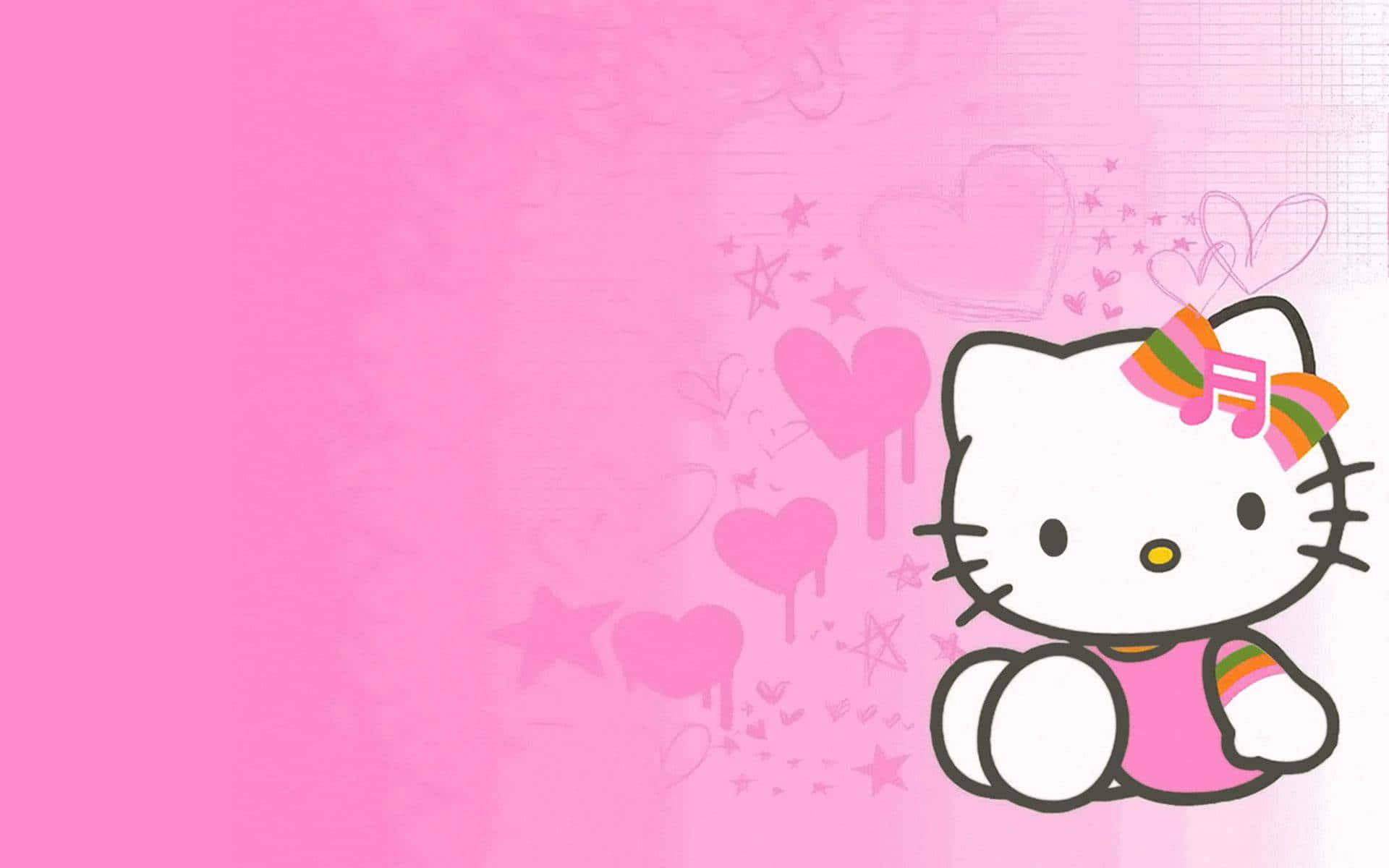 Hello Kitty med orange og grøn sløjfe baggrund Wallpapers