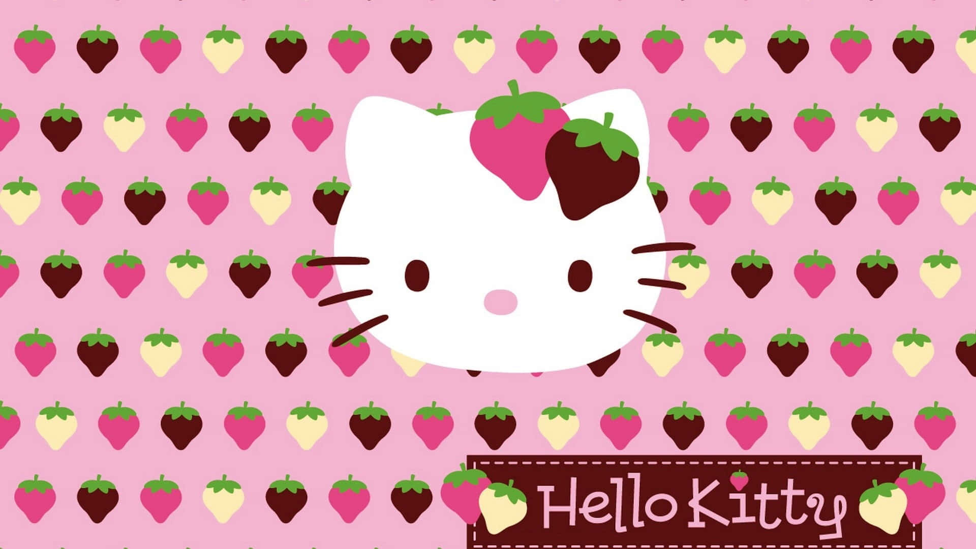 Hello Kitty mod jordbærmønstre baggrund Wallpapers