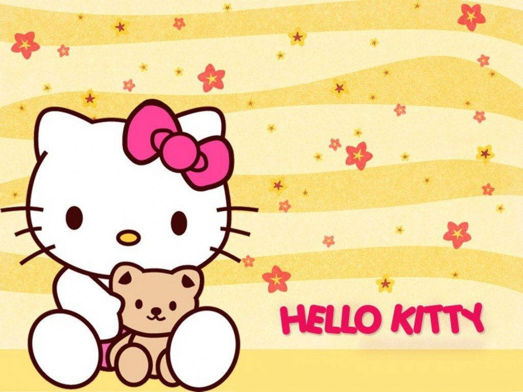 Hello Kitty på sød gul baggrund Wallpapers