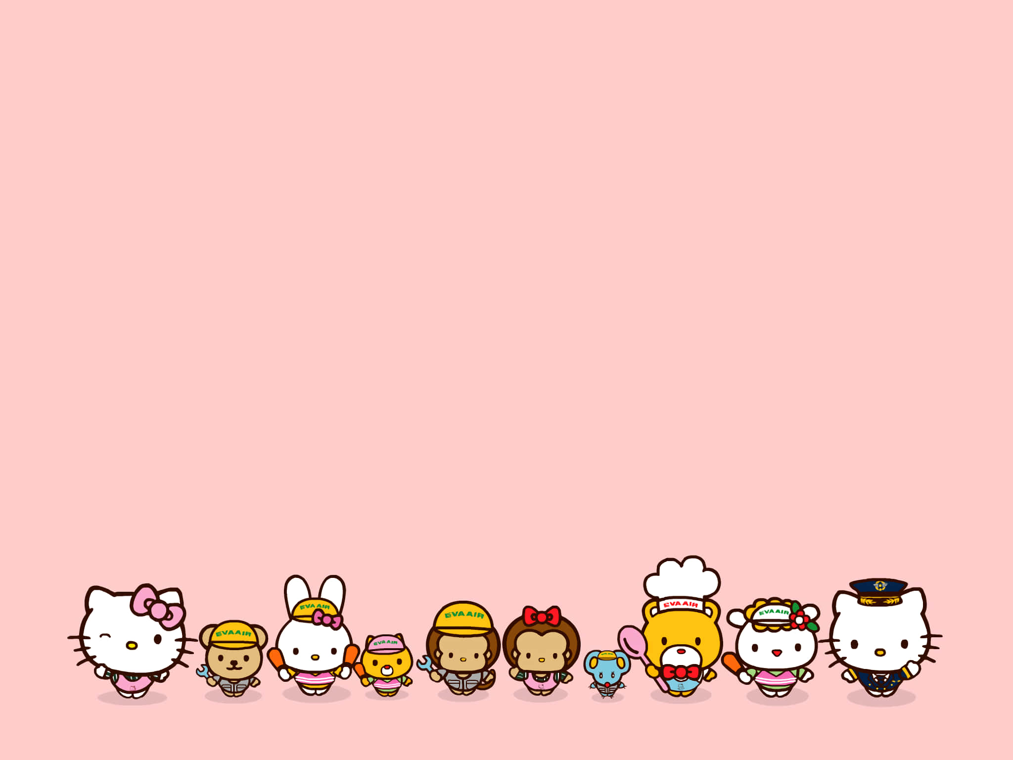 Hello Kitty ved siden af Sanrio-figurer baggrund Wallpapers