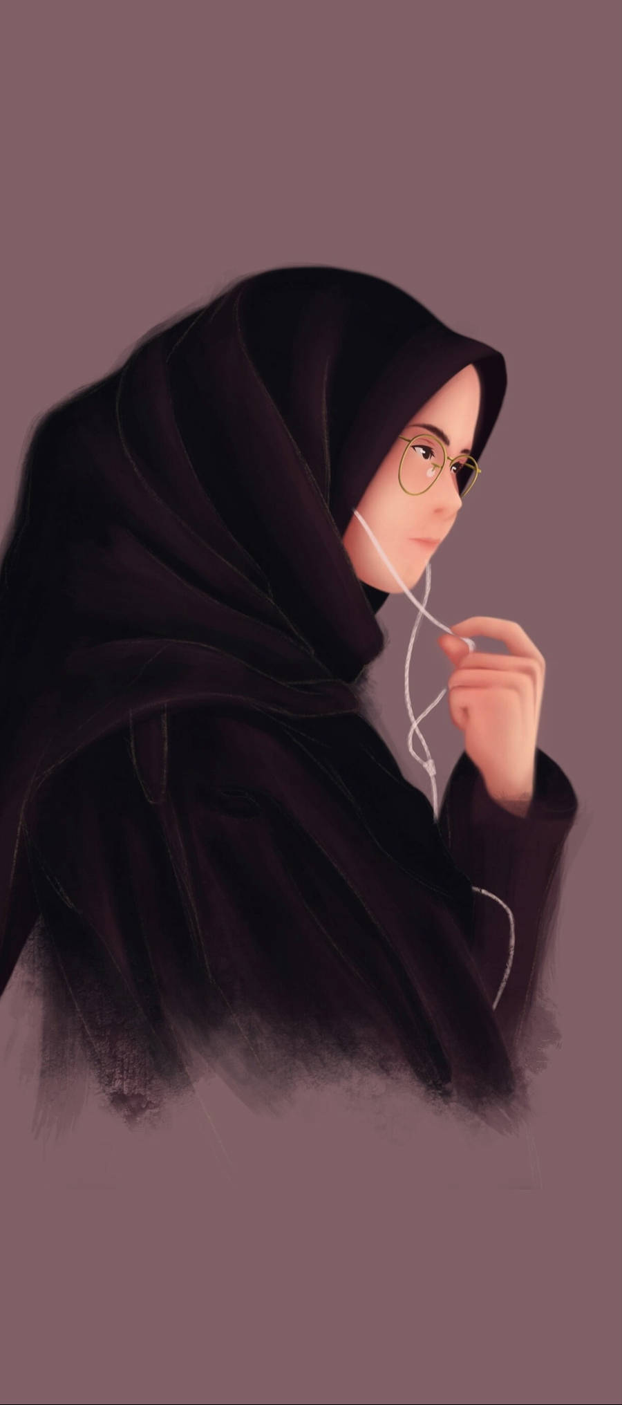 Hijab tegneserie musikpige Wallpapers