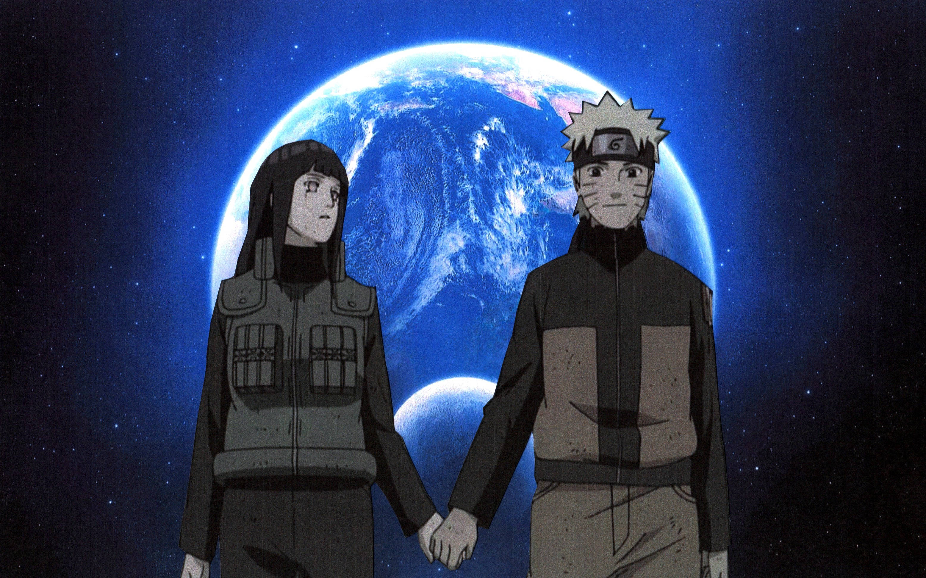 Hinata holder hænder med Naruto iPad Wallpapers