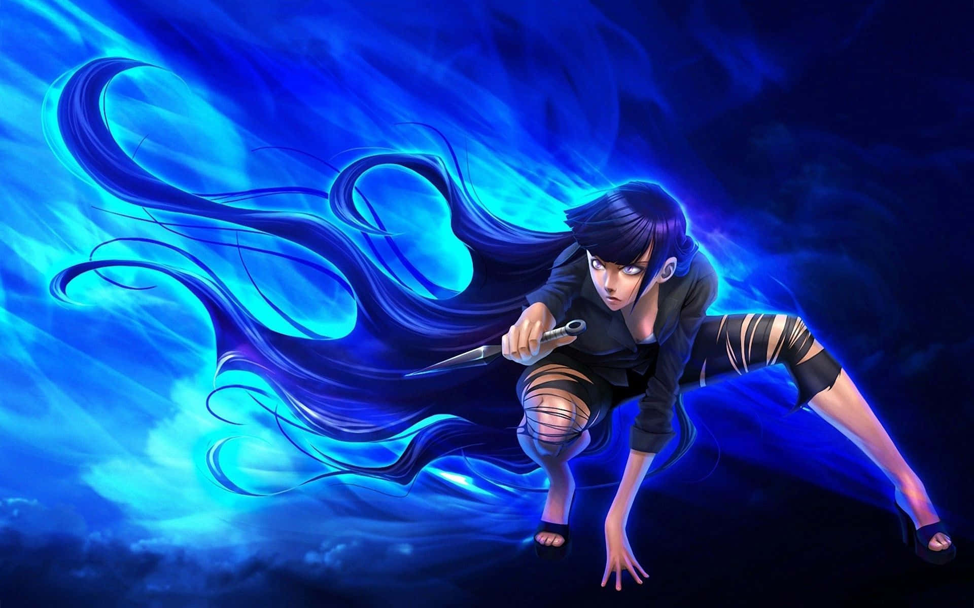 Hinata Hyuga Naruto Neon Blå Digital Kunst Wallpapers