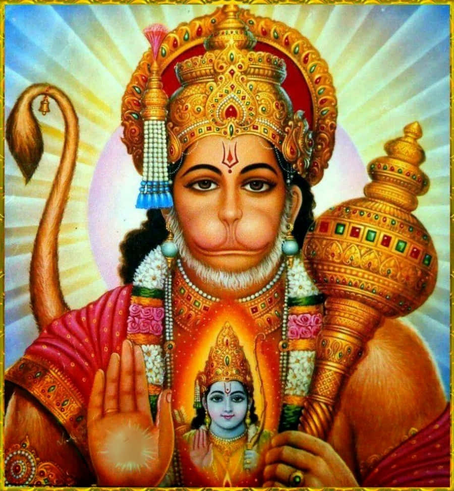 Hindu Gud Hanuman Med Kølle Billede Wallpapers