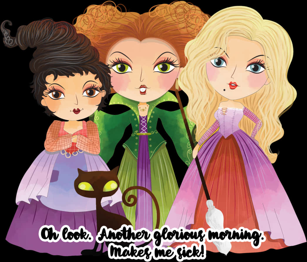 Hocus Pocus Sanderson Sisters Tegneserie Wallpapers
