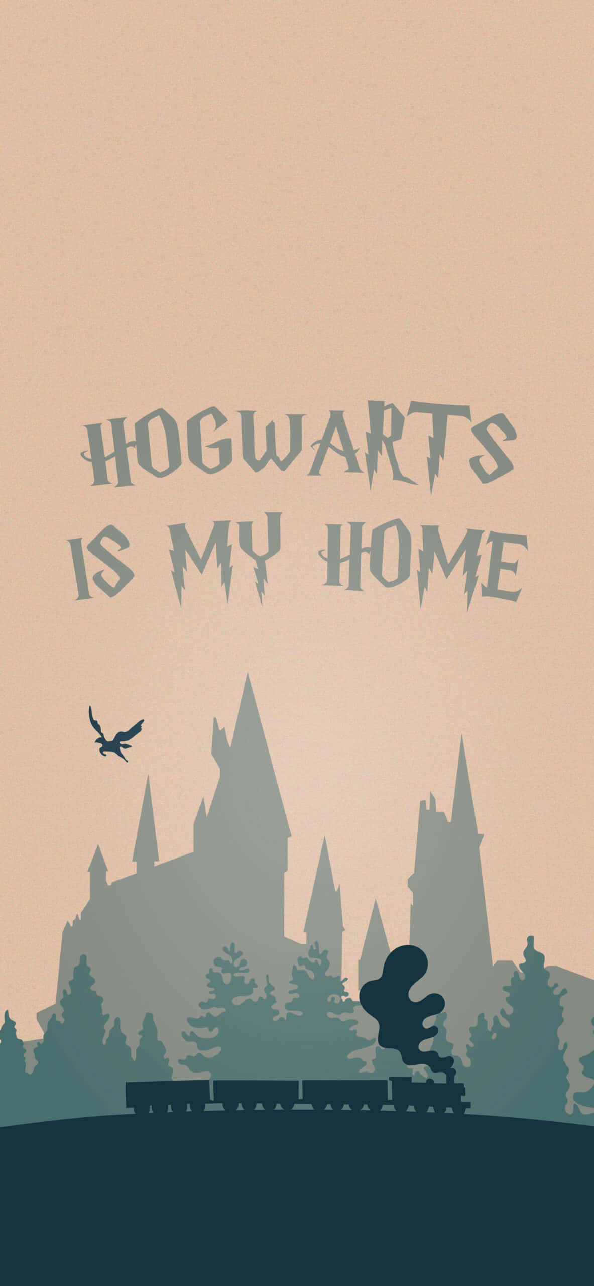 Hogwarts Er Mit Hjem-tekst til Harry Potter-baggrund Wallpapers