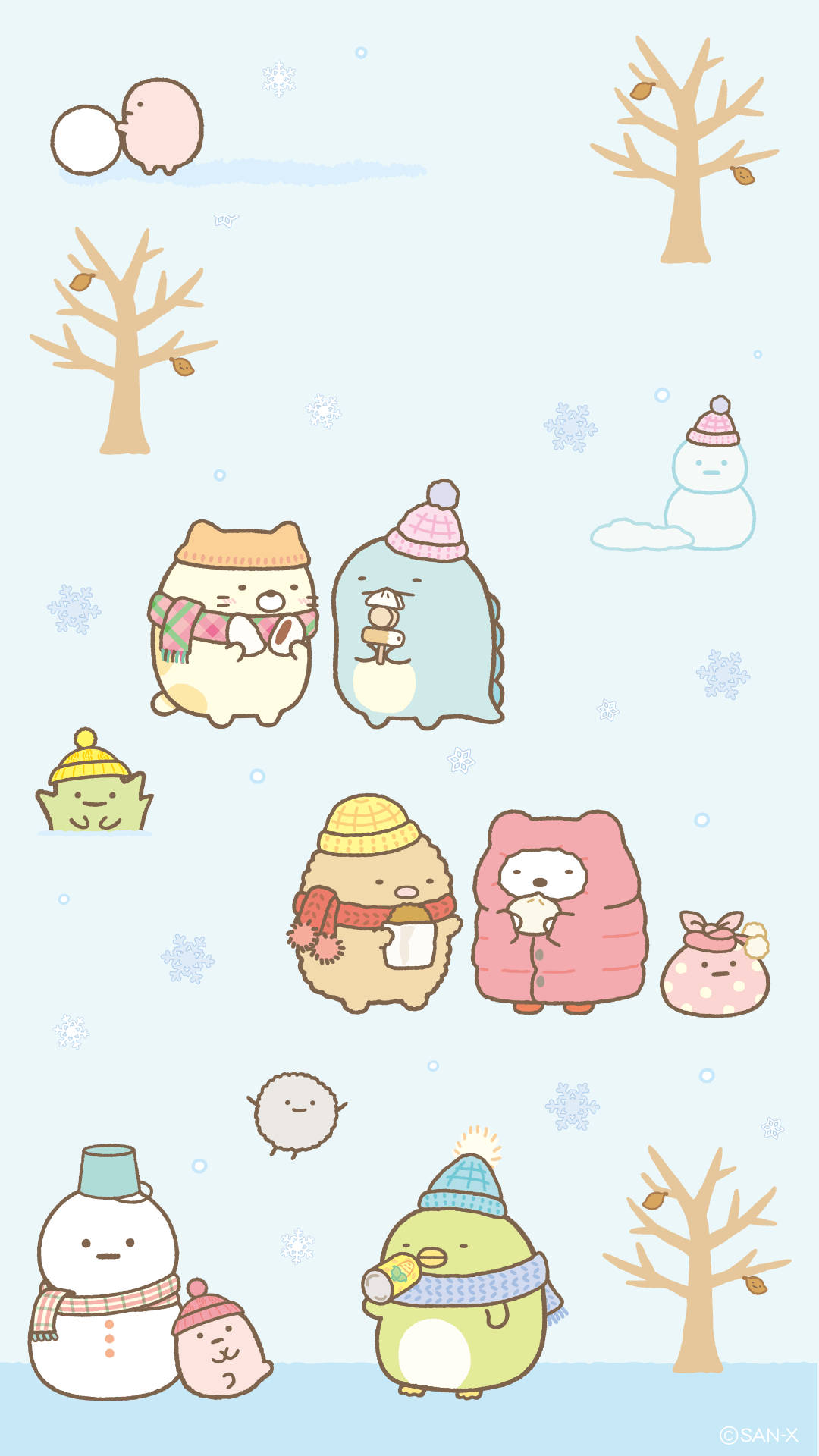 Sumikko gurashi karakterer i vinter kawaii wallpaper. — Kawaii Wallpapers