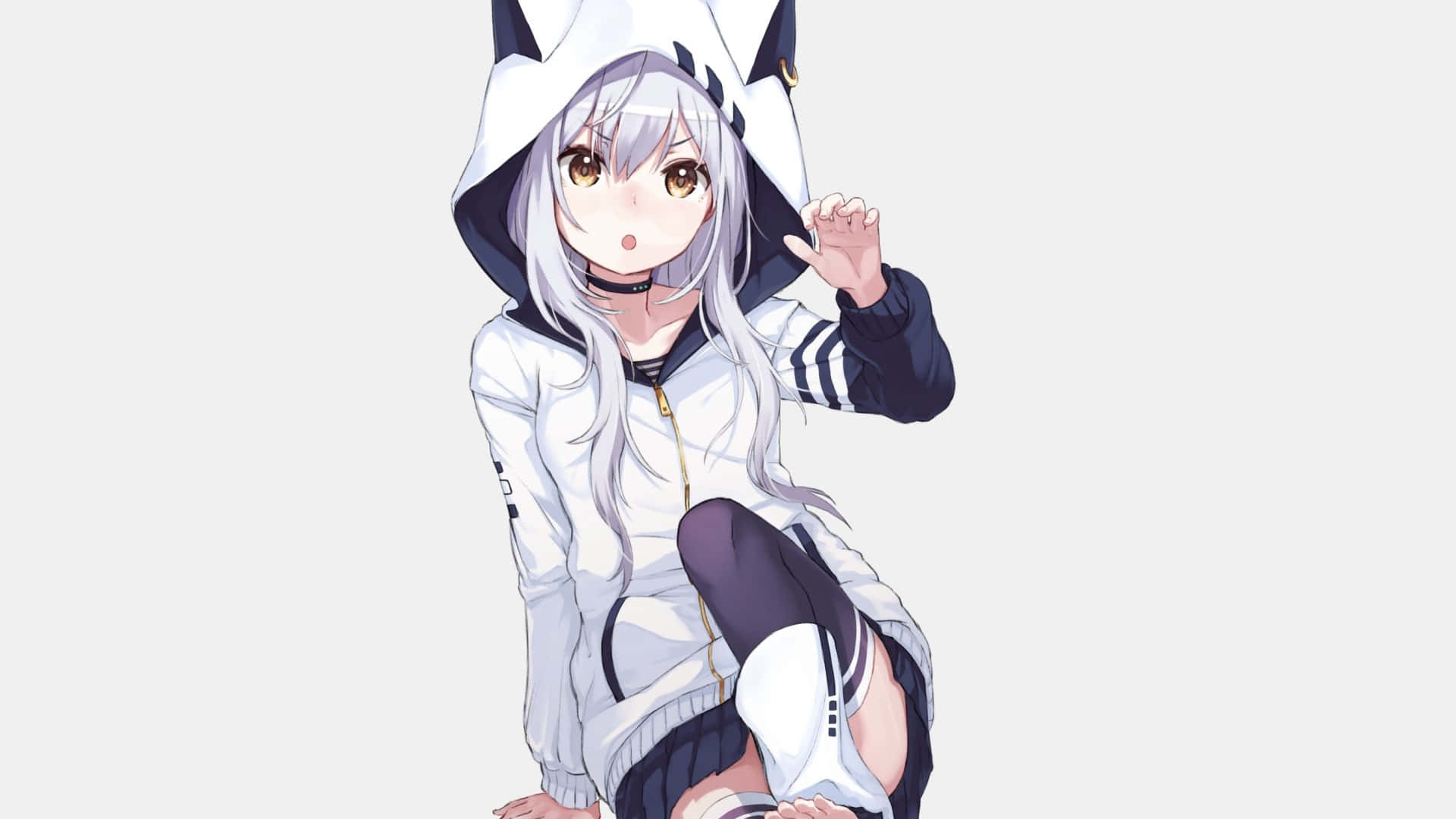 Hold dig varm og stilfuld med denne klassiske anime-pige hættetrøje Wallpapers